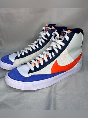Nike Blazer Mid 77 SE Sneakers Size 7 Kids White Orange Blue FQ7413-100